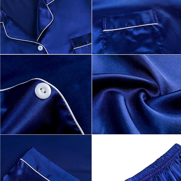 Womens Satin Pajamas Set Long Sleeve (L) - Picture 3 of 4